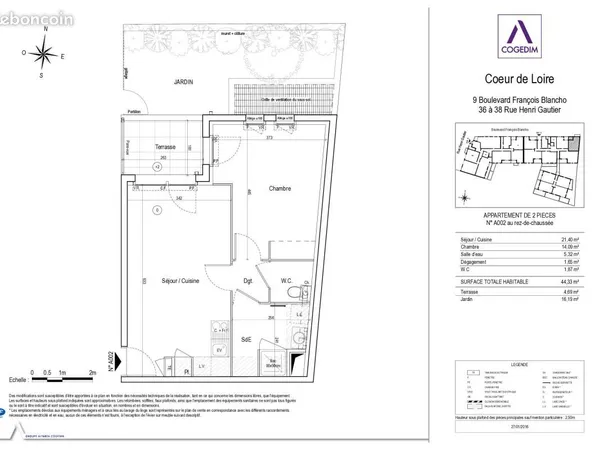 Appartement 2 pièces 44 m²