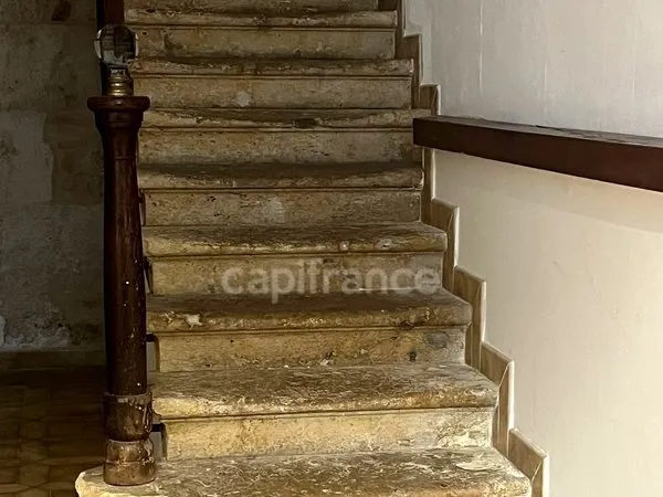 Immeuble en pierre à vendre, avec appartement (140 m2), local commercial (35 m2), cour intérieure et
