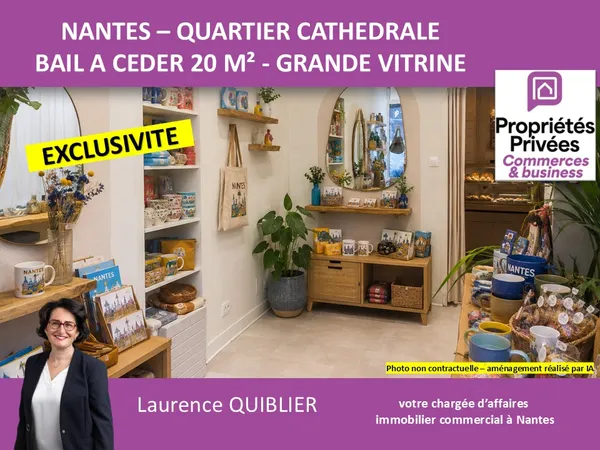 44000 NANTES - BAIL A CEDER SAINT PIERRE 20 M² - GRAND LINEAIRE VITRINE