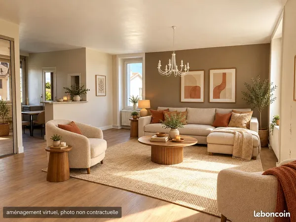 Grand T4 traversant de 91 m², 3 chambres, centre de Saint-Just - 159 000