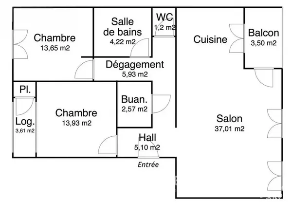 Appartement 3 pièces 84 m²