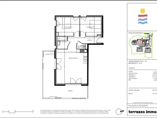 Appartement 3 pièces 66 m²