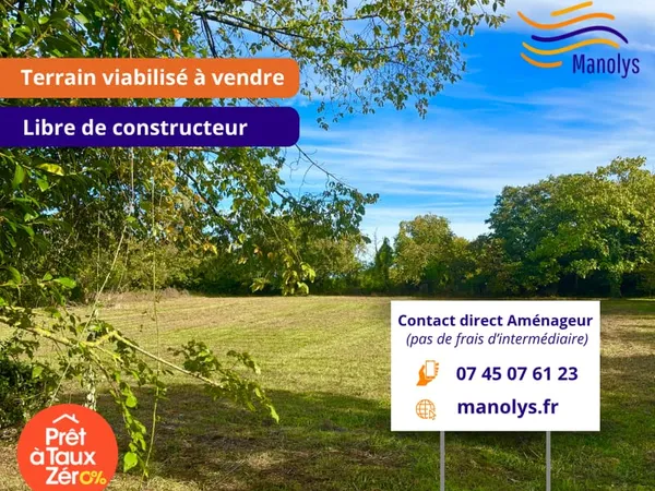 Terrain viabilisé et libre de constructeur