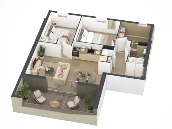 Appartement 3 pièces 62 m²