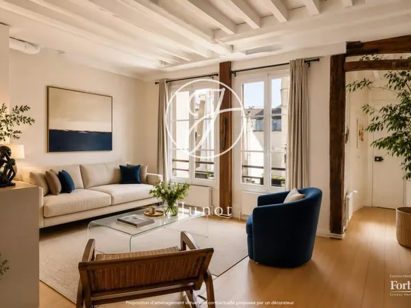 Paris 6e - MARCHÉ SAINT-GERMAIN - Appartement - 2 pièces - 50,92m² Carrez - 1 chambre - Traversant
