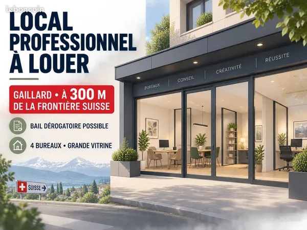 Local professionnel à Gaillard - Bail dérogatoire - À 300 m de la frontière suisse