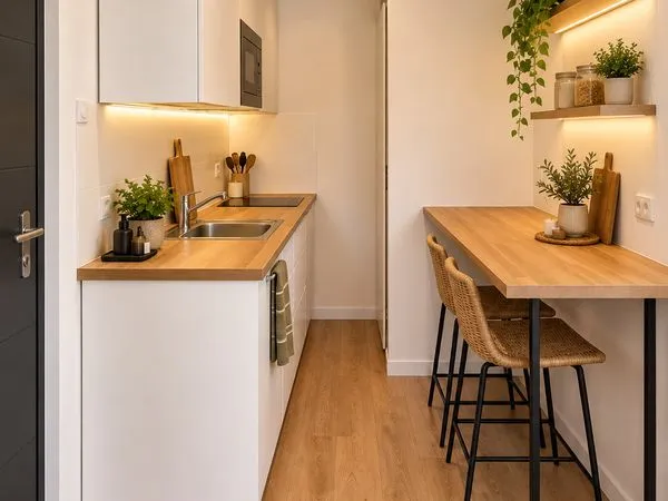 Studio meublé neuf 19 ² avec espace bureau - saint-renan - 600 cc