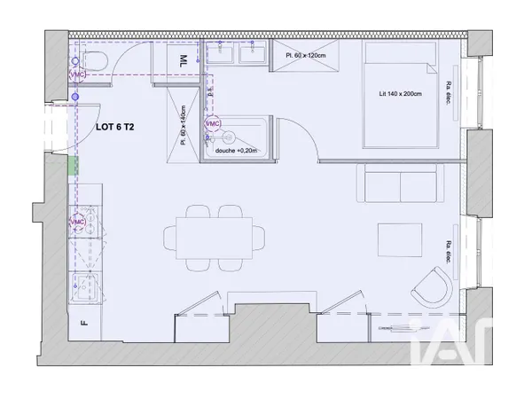 Appartement 2 pièces 38 m²