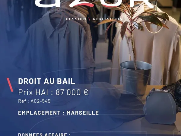 VENTE Prêt à porter - Bail tous commerces