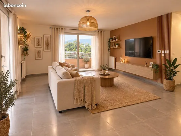 Appartement 4 pièces de 86m2 avec garage double, cave et terrasses