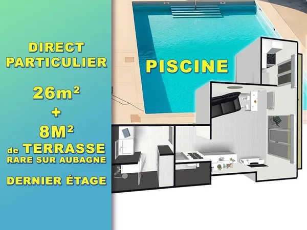 T1 - 26m2 + 8m2 de terrasse - DIRECT PARTICULIER