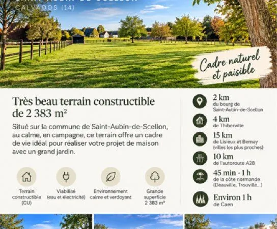 Particulier vend terrain constructible et viabilisé - saint-aubin-de-scellon (27)