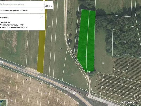 Parcelle de terrain agricole sur commune de Gevingey