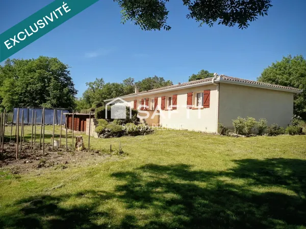 Maison T5 de 126 m² avec piscine et grand terrain  À 10 min de Cahors