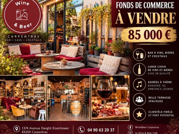 Fonds de commerce à vendre - bar / cave à vins - carpentras - 85 000
