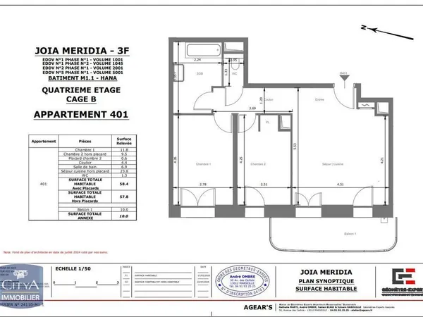 Appartement 3 pièces 58 m²