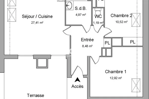 Appartement 3 pièces 65 m²