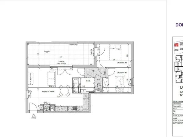 Appartement 3 pièces 63 m²