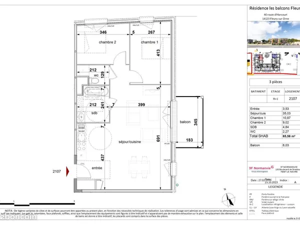 Appartement 3 pièces 66 m²