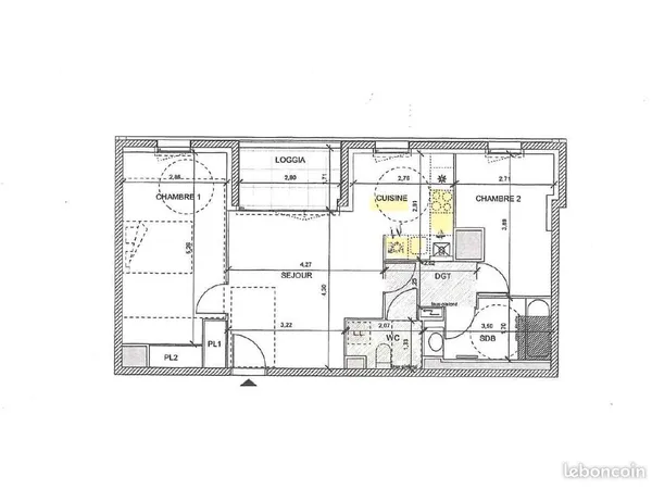 Appartement 3 pièces 60 m²