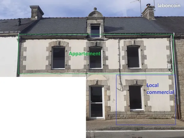 Local commercial (18m²) avec logement (100m²)