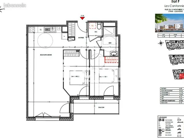 Appartement 3 Pièces 67.83m² à louer 786 - LOUVIERS 27400