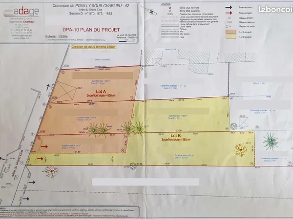 Terrain à construire 960 m2 à Pouilly-sous-Charlieu