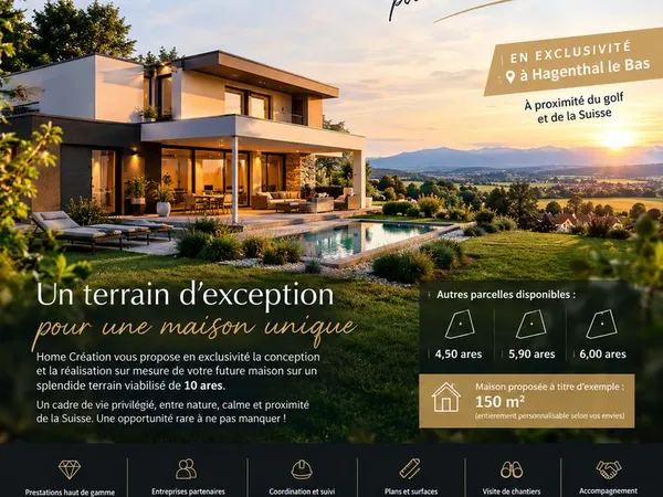 HAGENTHAL-LE-BAS - Terrain 10 ares, vue exceptionnelle - Maison à construire sur mesure