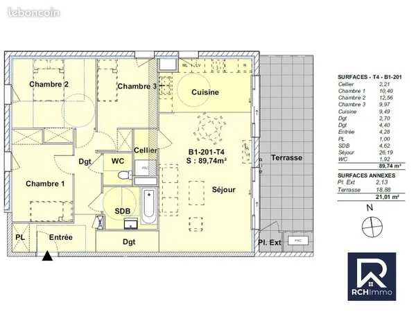 Appartement 3 pièces 90 m²