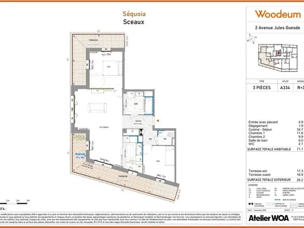 Appartement 3 pièces 71 m²