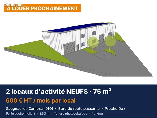 Local d'activité neuf 75 m² - Bord de route passante