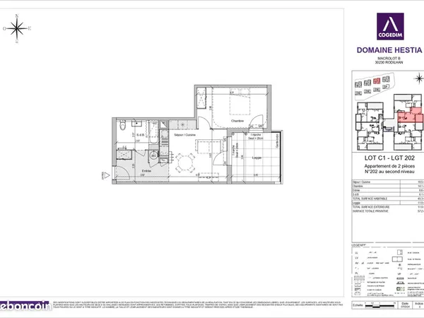 Appartement 2 pièces 45 m²