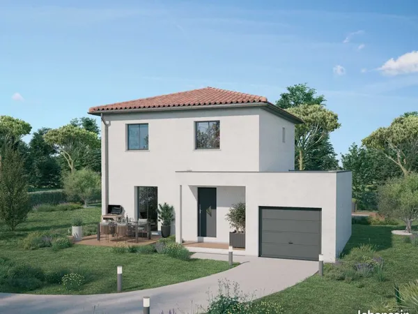 Maison étage neuve contemporaine 82 m² avec garage et terrain viabilisé 279 m²