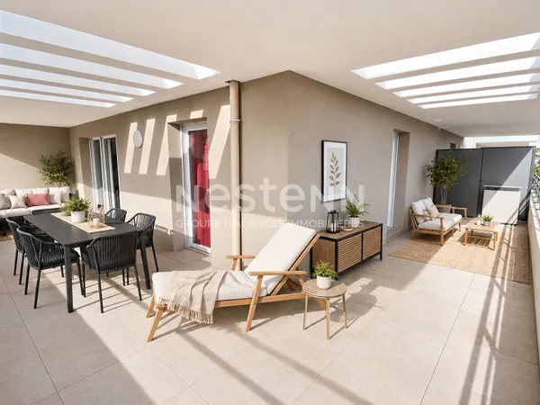 Gardanne - appartement 2 pièces - 45.05 m2 - terrasse en L 40 m2 - résidence récente sécurisée - pla