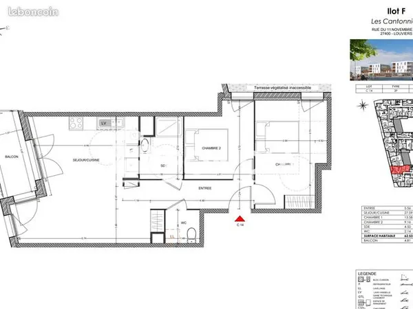 Appartement 3 pièces 62 m²