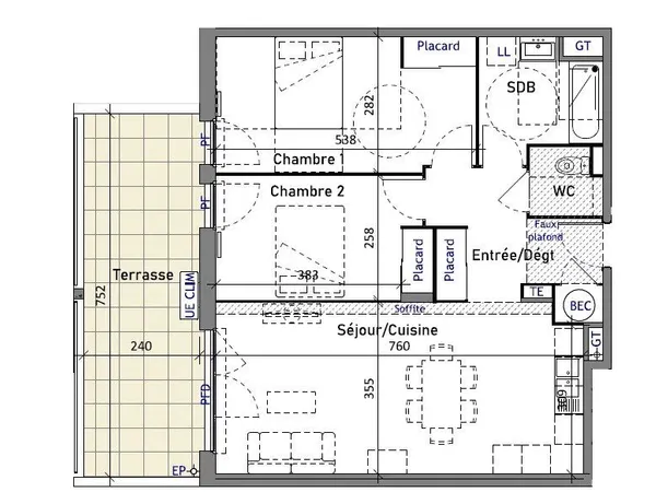 APPARTEMENT T3 de 68,91 m²