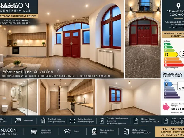 Mâcon Centre- T2 30M2 entièrement rénové à neuf - idéal investisseur