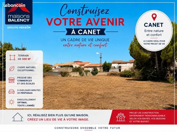 Terrain 500 m² Canet