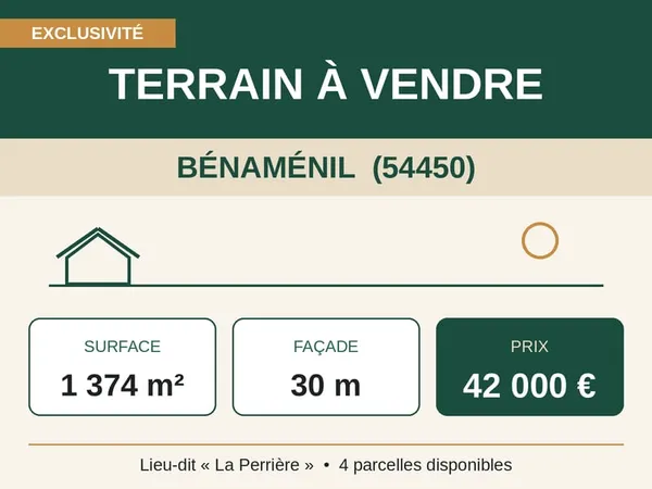 Exclusivité - 4 terrains à bâtir de 1 374 à 2 071 m² - Bénaménil (54450)