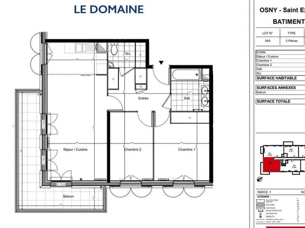 Appartement 3 pièces 64 m²