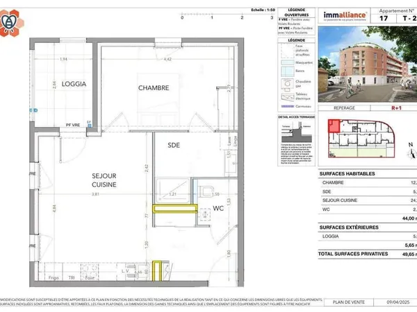 Appartement 2 pièces 44 m²