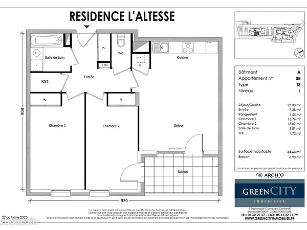 Appartement 3 pièces 65 m²