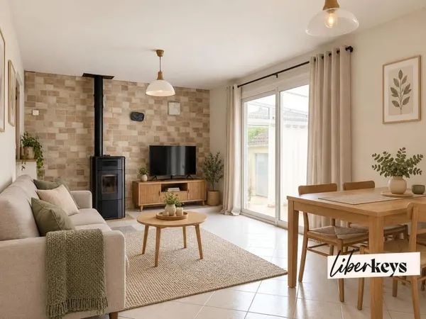 Maison plain pieds - 3 chambres - garage, veranda et jardin