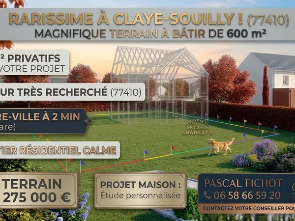 Terrain 600 m² Claye Souilly