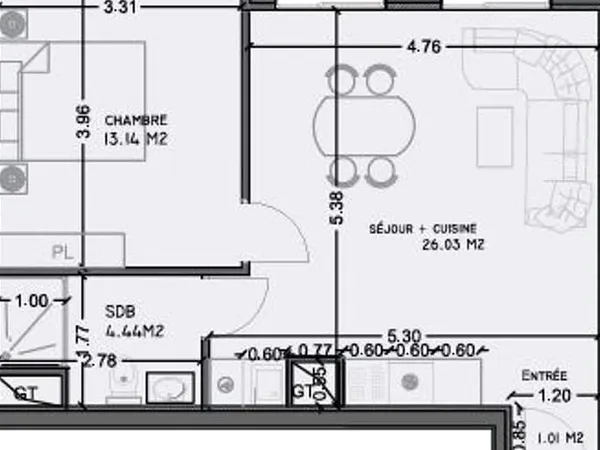 Appartement 2 pièces 45 m²