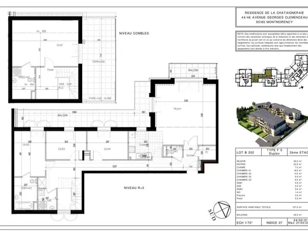 Duplex 5 pièces 127 m²