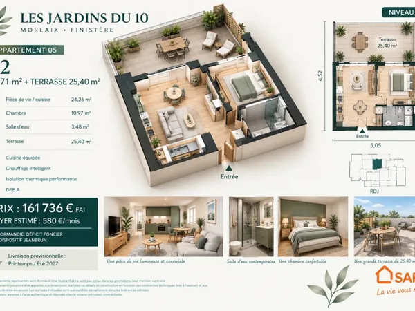 Appartement neuf de 39 m2 avec terrasse de 25 m2