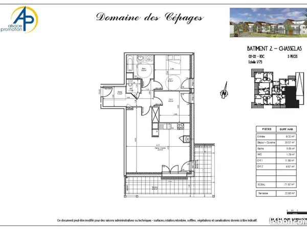 Appartement 3 pièces 72 m²