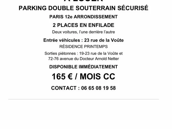 Double parking souterrain sécurisé