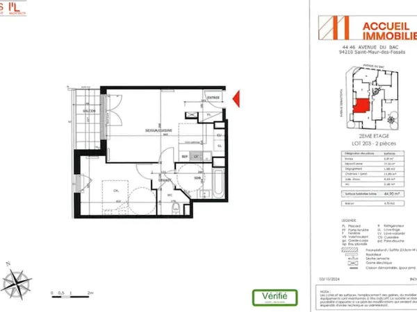 Appartement 2 pièces 45 m²